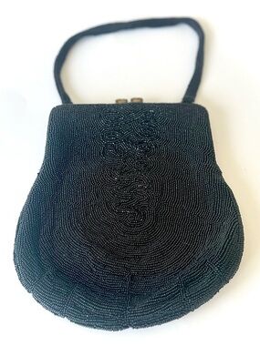 Walborg Belgium-Made by Hand Black Beaded Evening Bag